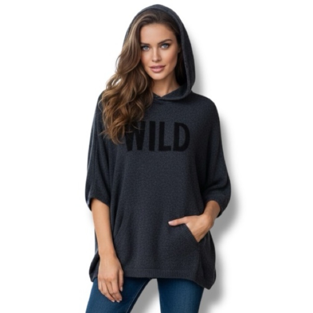 IKKS Paris Keep Dreaming Gray Hoodie Short Sleeve WILD Graphic Cotton M